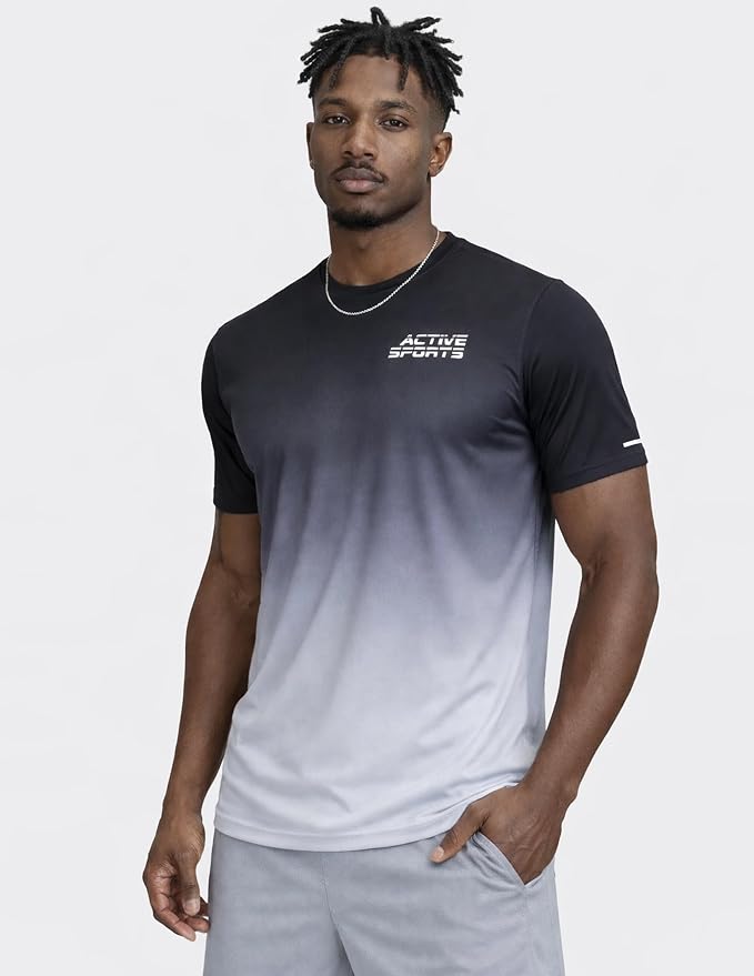 5 Pack Men’s Active Quick Dry Crew Neck T Shirts | Athletic Running Gym Workout Short Sleeve Tee Tops Bulk