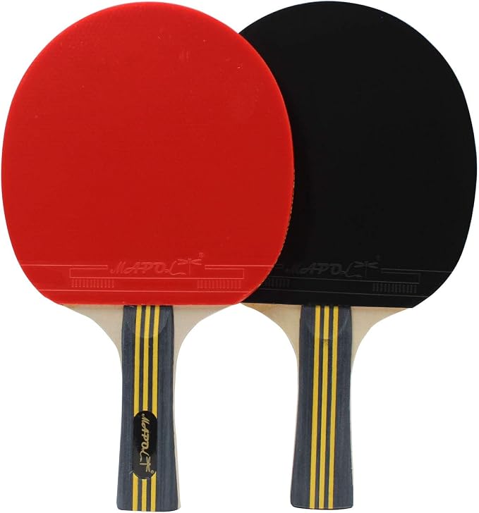 MAPOL Quality Ping Pong Paddle Set - 4 Professional Table Tennis Rackets/Paddles - 8 Premium 3-Star Balls, Portable Cover Case Holder Included