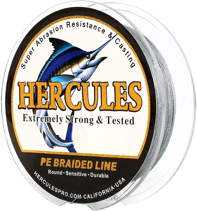 HERCULES Cost-Effective Super Cast 8 Strands Braided Fishing Line 10LB to 300LB Test for Salt-Water,109/328/547/1094 Yards(100M/300M/500M/1000M),Diam.#0.12MM-1.2MM,Hi-Grade Performance,Variety Colors