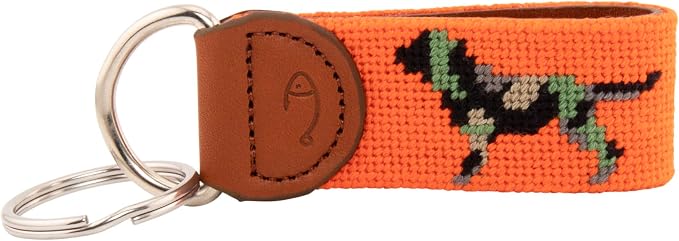 Leather Hand-Stitched Needlepoint Key Fob or Key Chain