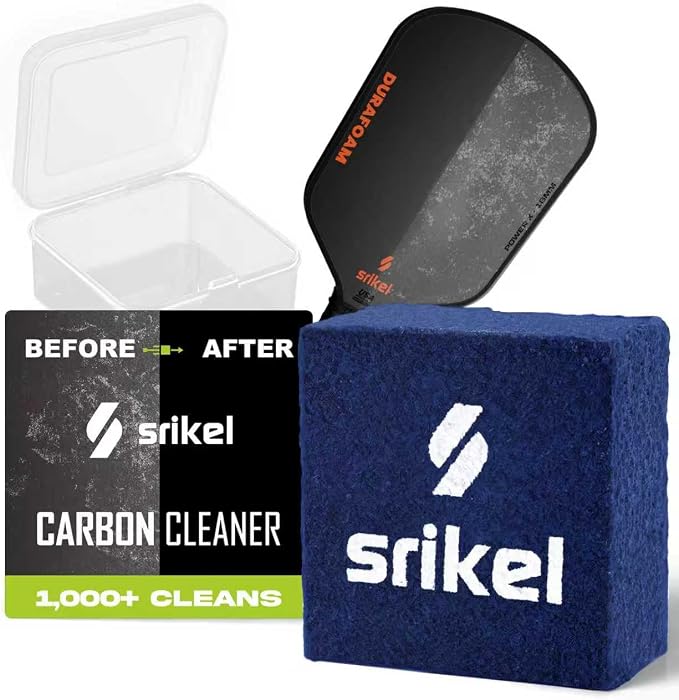 Pickleball – Paddle Cleaner Eraser with Carrying Storage Case, Premium Carbon Fiber Pickle Ball Racket Cleaner, Fast & Easy Rubber Eraser Removes Ball Residue, Dirt & Scratches