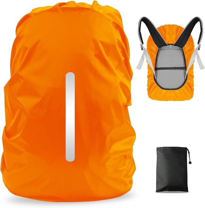 LAMA Waterproof Rain Cover for Backpack, Reflective Rucksack Rain Cover for Anti-Dust/Anti-Theft/Bicycling/Hiking/Camping/Traveling/Outdoor Activities,S Size (for 18L-25L Backpack), 1 Pcs Orange
