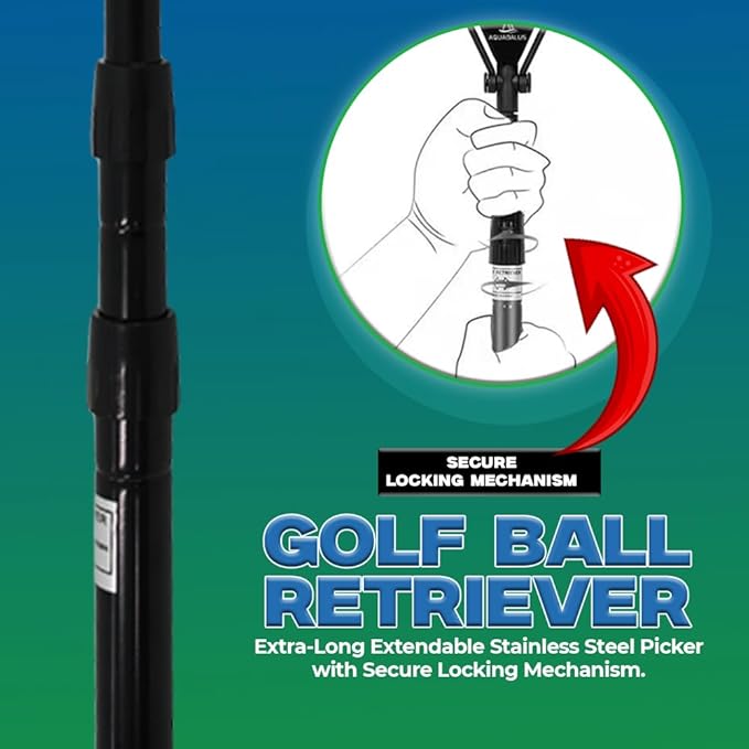 Golf Ball Retriever with Telescopic Design 15ft Reach | Golf Ball Picker for Water Hazards - Pick Up Your Golf Balls in Style