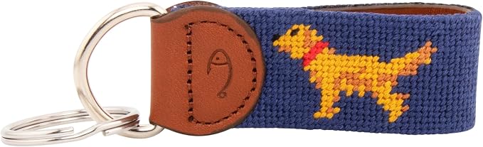 Leather Hand-Stitched Needlepoint Key Fob or Key Chain