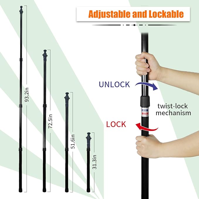 Screen House + Poles, 4-Section Heavy Duty Aluminum Telescoping Poles, 18x11 FT Large Camping Tarp with Mosquito Net for Outdoor Picnic