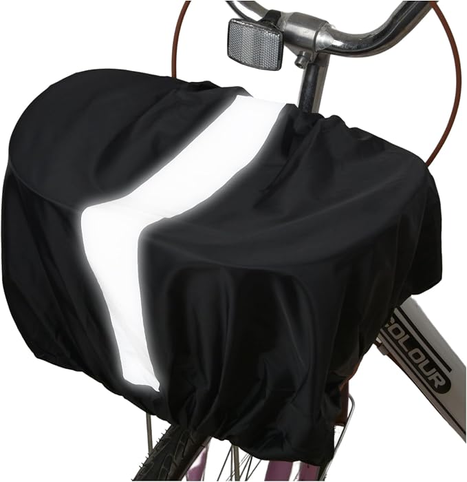 35L Bicycle Basket Waterproof Rain Cover with Reflective Strip Bicycle Rear Rack Rain Cover Black