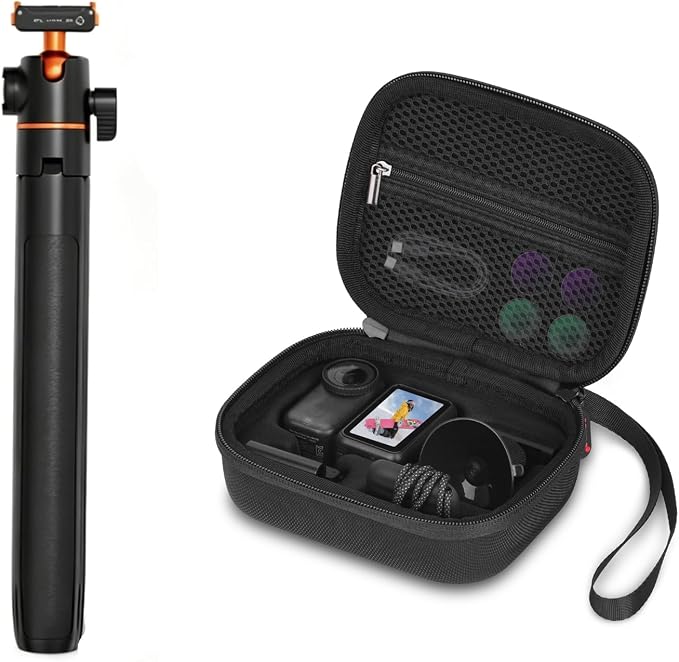 BRDRC Carrying Case & Tripod Kit for DJI Osmo Nano, 55" Magnetic Quick Release Selfie Stick Extension Rod Table Desk Portable Handle Grip Stand with Cold Shoe, Storage Bag Protective Case Hard Shell C