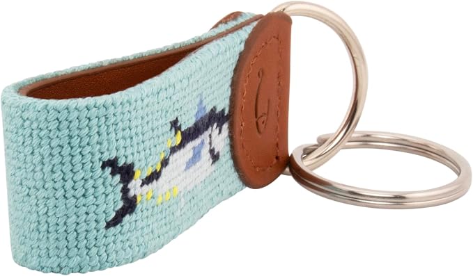 Leather Hand-Stitched Needlepoint Key Fob or Key Chain