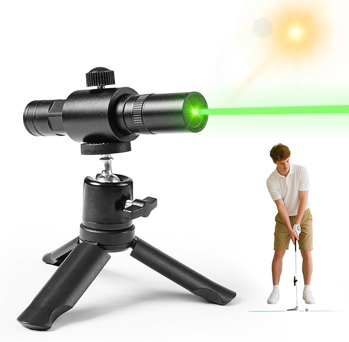 FINGER TEN Golf Laser Training Aid Target Alignment Tool for Indoor & Outdoor, Green Line Clear Visibility Putting Path Device with Two Models, Lightweight Swing Plane Corrector for Men Women (Black)