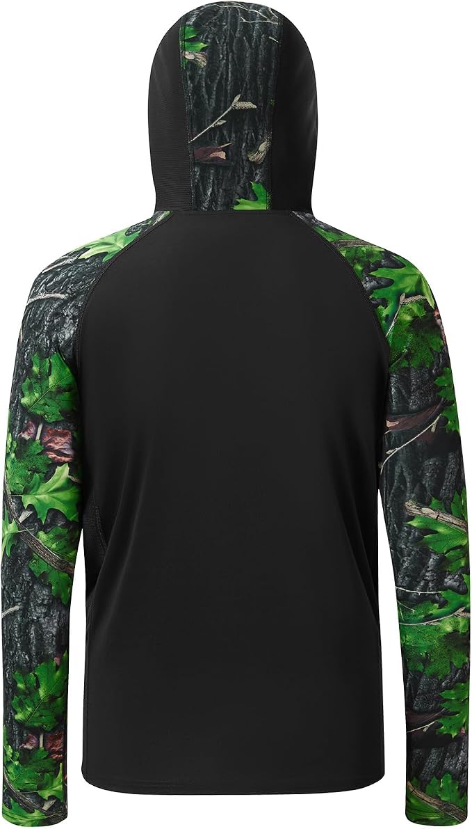 BASSDASH Men’s UPF 50 Performance Fishing Shirt Cooling Hoodie Camo Long Sleeve FS17M