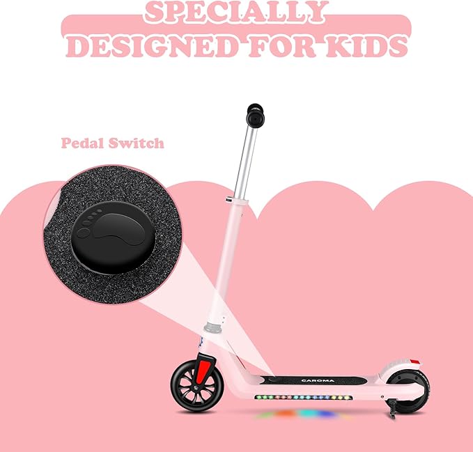 Caroma Electric Scooter for Kids Ages 6-14, 120W Motor & 15 Mph, 85 Mins Ride Time, Adjustable Height & Speed, LED Display, Kids Electric Scooter, Best Gifts for Boys & Girls