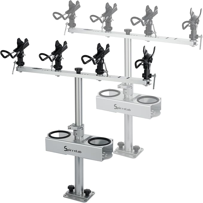 Spider Fishing Rod Holders for Boat, Aluminum Crappie Fishing Pole Mount, Adjustable Height & Angle, Boat Rod Rack for Spider Rigging