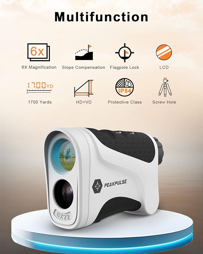 PEAKPULSE Golf Range Finder 650 Yards RangeFinder Golfing High Clarity Display 6X Magnification 0.5 Yard Accuracy Pin Seeker Easy to Use(No Magnet)