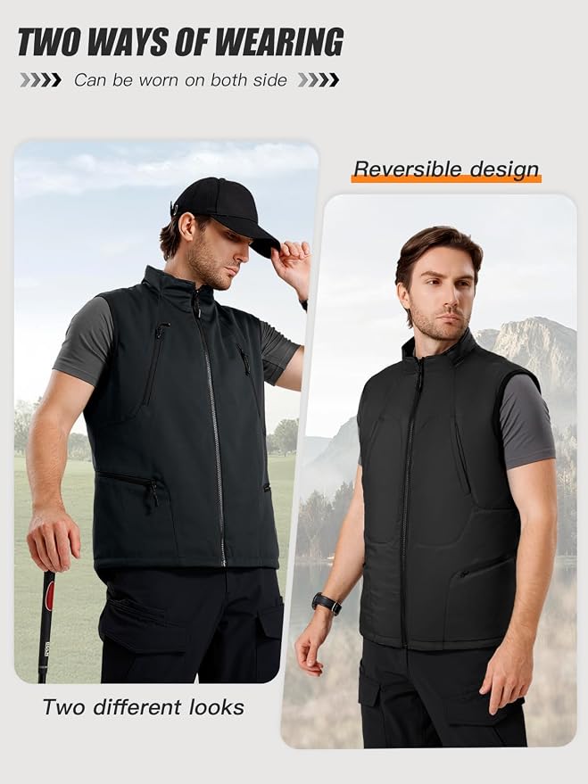 FREE SOLDIER Men's Lightweight Golf Vest Outerwear Windproof Reversible Sleeveless Softshell Jacket Running Vest