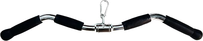 Lat Cable Machine Attachment Curl Pulldown Barbell Revolving Bar, Multi-Exerciser Cable Attachment, Solid Steel Tricep Press Down Bar with Rubber Handgrips & Revolving Hanger
