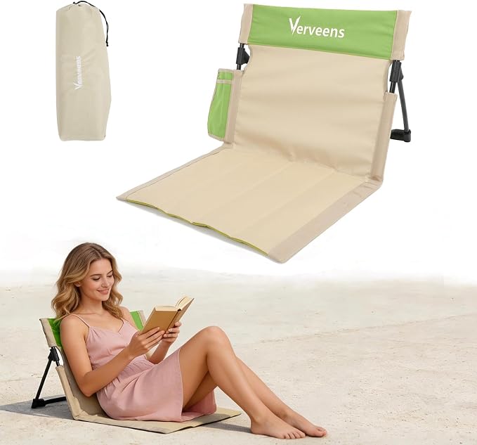 Extra Large Foldable Camping Chair with Cup Holder,Ultra-Light Portable Beach Chair with Carry Bag for Sunbathing Swimming Poolside Picnic Lawn Road Hiking Trips (Green)