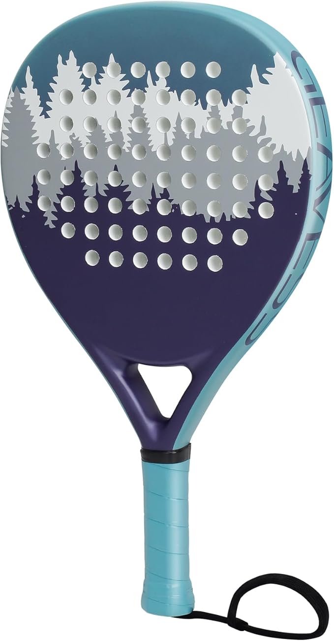 Padel Racket, Carbon Fiber Surface with EVA Memory Flex Foam Core, Shock Absorption Large Sweet Spot, Lightweight Pala De Padel for Beginners & Intermediate