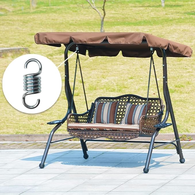 Balcony Swing Spring Hook 770 lbs Load-Bearing Hammock Swing Accessory 4.02-Inch Galvanized Extended Hook 2 Pieces Linear Swing Spring with Noise-Reducing Pad