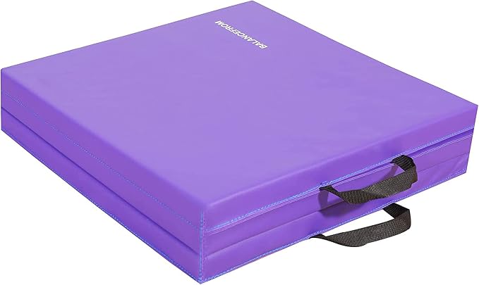BalanceFrom 6x2 Feet 3-Panel Folding Gymnastics Mat – 1.5-Inch Thick Pad with Vinyl Surface and Carrying Handles for Tumbling, Yoga, Pilates, Home Workouts, and Martial Arts