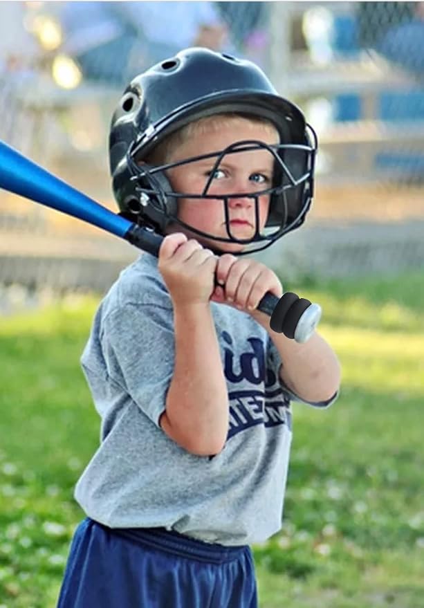 Orbis Bat Grip Choke Up Rings with Baseball Icons, 4 Pack, Bat Knob Stacker for Youth Baseball, Softball and Tee Ball, Improve Grip and Reduce Sting