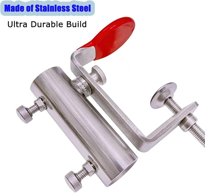JINHAN Stainless Steel Patio Umbrella Clamp - 360° Rotatable Balcony Railing Holder for Bleachers, Fence & Outdoor Deck