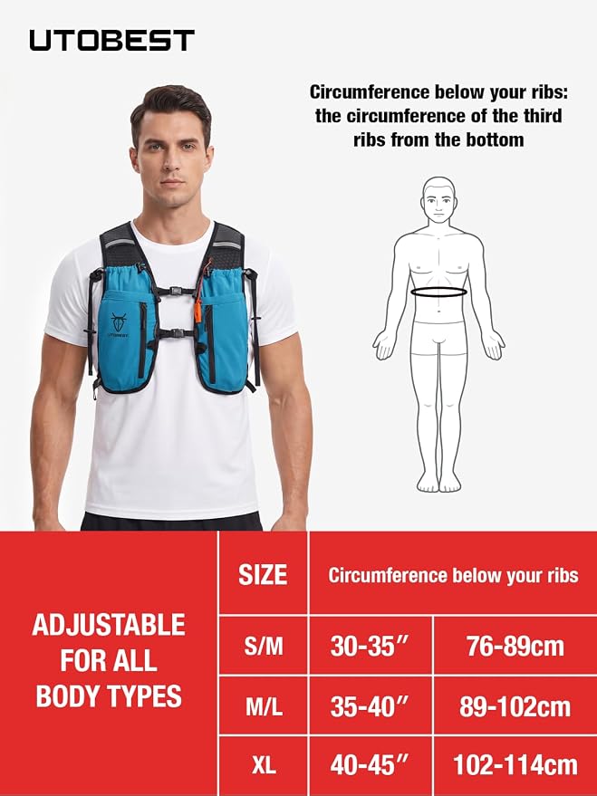 UTOBEST 10L Running Hydration Vest with 2L Bladder – Lightweight Trail Running Vest for Women & Men, Adjustable Marathon Backpack for Running