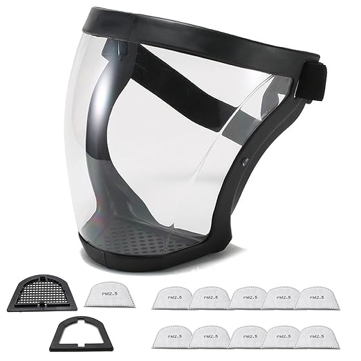 Anti-Fog Full Face Active shields Protection Visible Expression Transparent Breathable Comfortable Adults Reusable (Black, 1PCS), JZY-0010