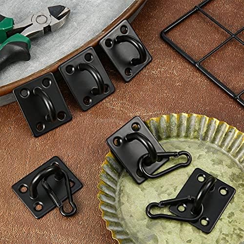 Shimeyao 12 Sets Stainless Steel Ceiling Hooks Heavy Duty Pad Eye Snap Hooks and Screw Eye Plate U Screw Hook Hardware Staple for Hammock Stand Hammocks Swing Chair Indoor Outdoor