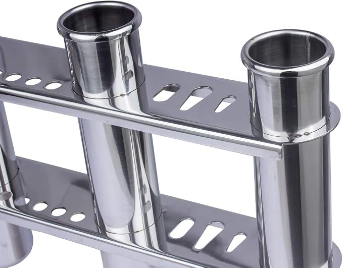 Wall Mounted Fishing Rod Holder for Boat, Stainless Steel 4 Tubes Linked Vertical Fishing Rod Rack for Marine Boat,Fishing Boat, Truck