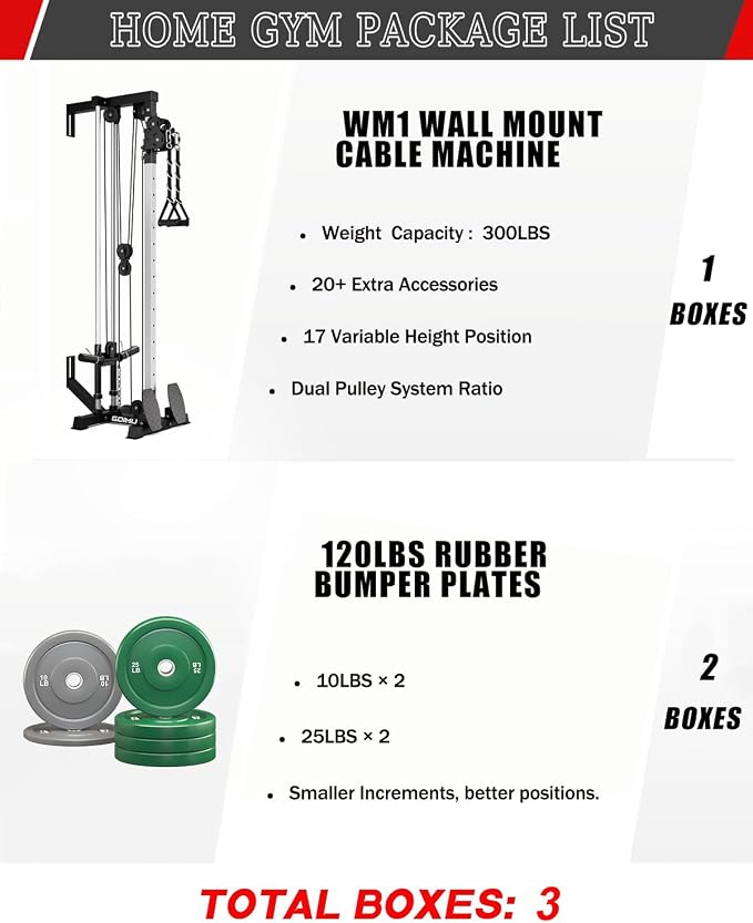 Wall Mount Cable Station, WM1 Cable Crossover Machine with 17 Positions, High and Low Cable Crossover Machine with Removable Footplate for Garage Home Gym