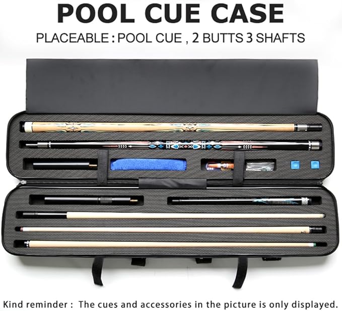 ABS Material Hard Pool Cue Case 2x3 for 1/2 Pool Cues,Durable Construction,Protective Storage and Transport Solution for Billiard Enthusiasts,Keeps Your Equipment Safe and Organized