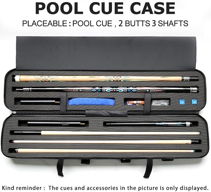 ABS Material Hard Pool Cue Case 2x3 for 1/2 Pool Cues,Durable Construction,Protective Storage and Transport Solution for Billiard Enthusiasts,Keeps Your Equipment Safe and Organized