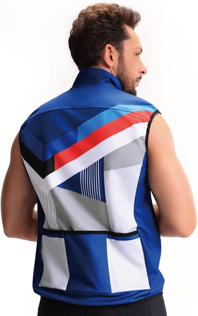 CEROTIPOLAR Club Fit Men's Thermal Fleece Cycling Vest for Bike Biking,Rain-Wind Proof Cycle Outwear