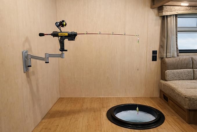 SUNFRAN Hooksetter | Auto Hook-Setting Rod Holder for Ice Fishing & Open Water Tip-Up/Tip-Down Replacement | Mounts on Bucket Lid, Boat or RV wall | Automatic Hook Setter