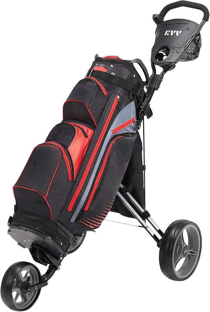 KVV Foldable Lightweight 3 Wheel Golf Cart with Stylish Scorecard Holder, Storage Bag-Easy to Open and Close