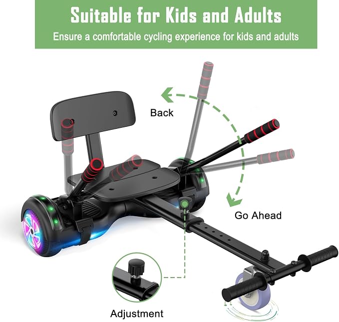 CBD Scooter with Corlorful LED Lights,6.5" Wheels, Dual 300W Motor Scooter for Kids Girls Boys Adults, All Ages