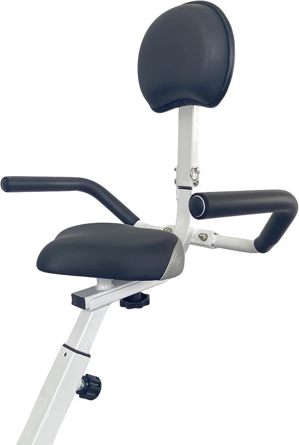 Folding Exercise Bike, Foldable Upright Stationary Bike, Indoor Cycling Magnetic X-Bike with 16-Level Electronic Resistance, Back Support Cushion for Home Gym