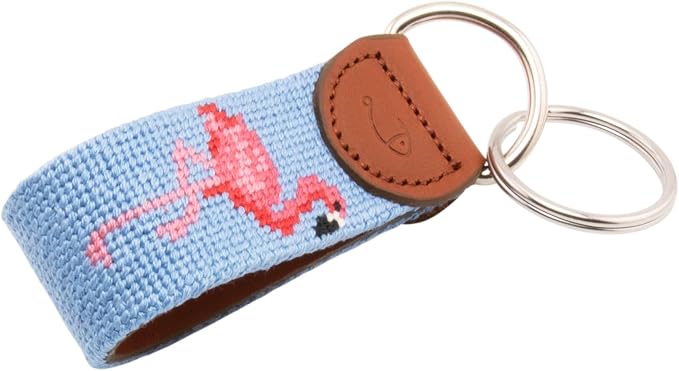 Leather Hand-Stitched Needlepoint Key Fob or Key Chain