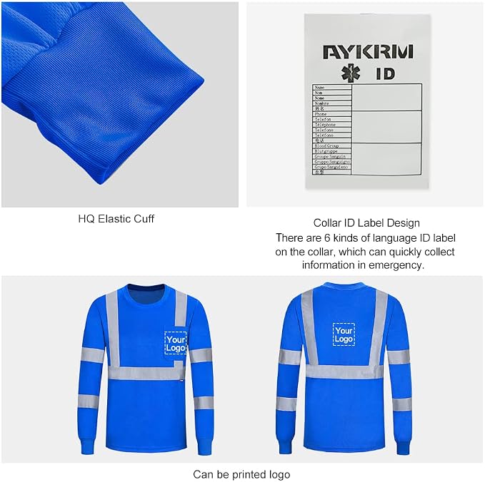 A-SAFETY Safety Shirt,High Visibility Work T Shirt Long Short Sleeve Class 3 (XS-6XL)