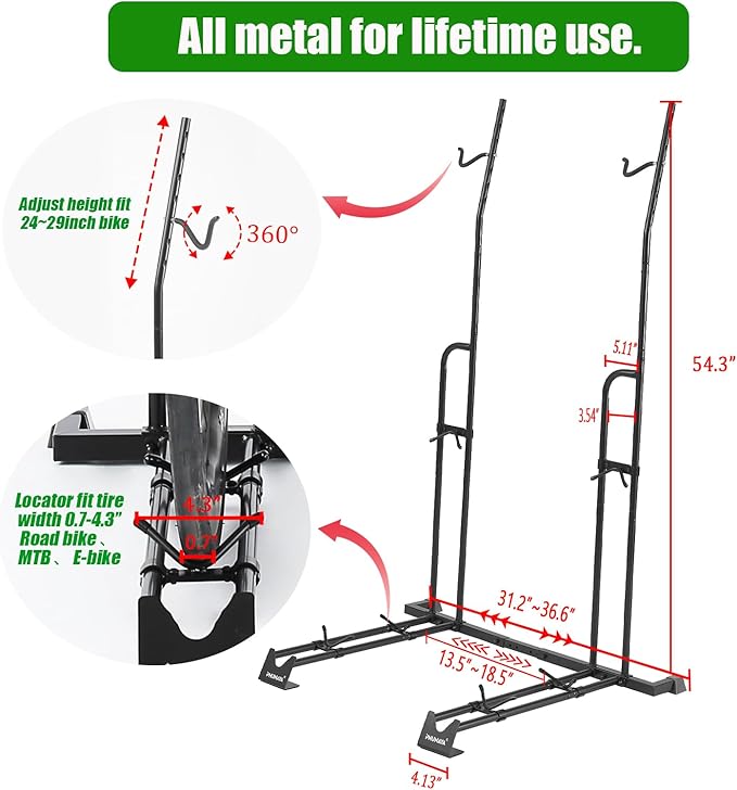 PHUNAYA Bike Stand,Vertical Bike Rack For Indoor Bike Storage,Upright Bicycle Stand Floor. (StyleA-2pack)