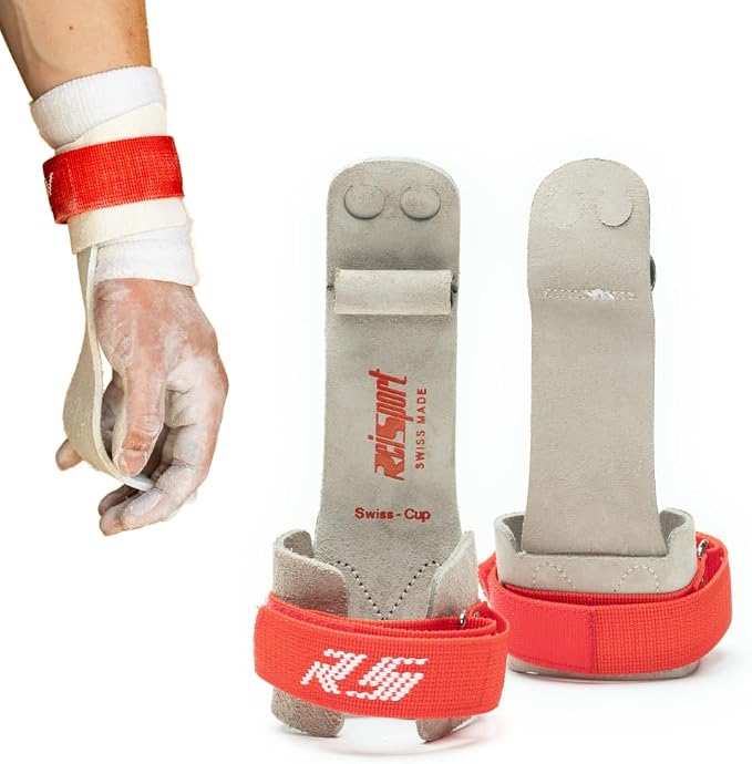 Reisport Men's Ring Gymnastics Grips - Durable Leather Hand Grips for Gymnastics Rings Men & Boys - Gymnastics Equipment & Accessories for Advanced Gymnasts