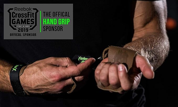 Bear KompleX 2 Hole Leather Hand Grips for Workouts, Pull-ups, Weightlifting, WOD Gymnastics, Crosstraining Palm Grips with Wrist Wraps, Hand Protection from Rips and Blisters,1 Pair