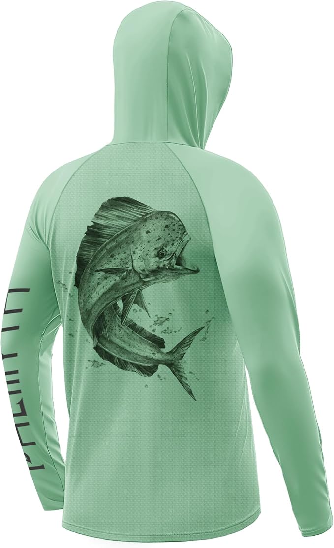 Palmyth Men's Fishing Hoodie Shirt UPF 50+ Quick-Dry Breathable Long Sleeve | Long Sleeve Fishing Shirt, UPF 50+ Sun Protection, Quick-Dry Fabric, Breathable Mesh Back, Built-in Face Mask, 4-way Stretch