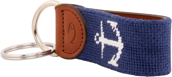 Leather Hand-Stitched Needlepoint Key Fob or Key Chain