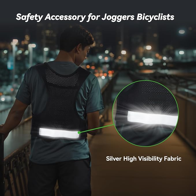 Running Vest for Women & Men, Adjustable Elasticated Sternum Straps Vest with 500ml Soft Flask, Fast and Free Reflective Running Vest, Designed for Running Marathon Trail Race Jogging Cycling