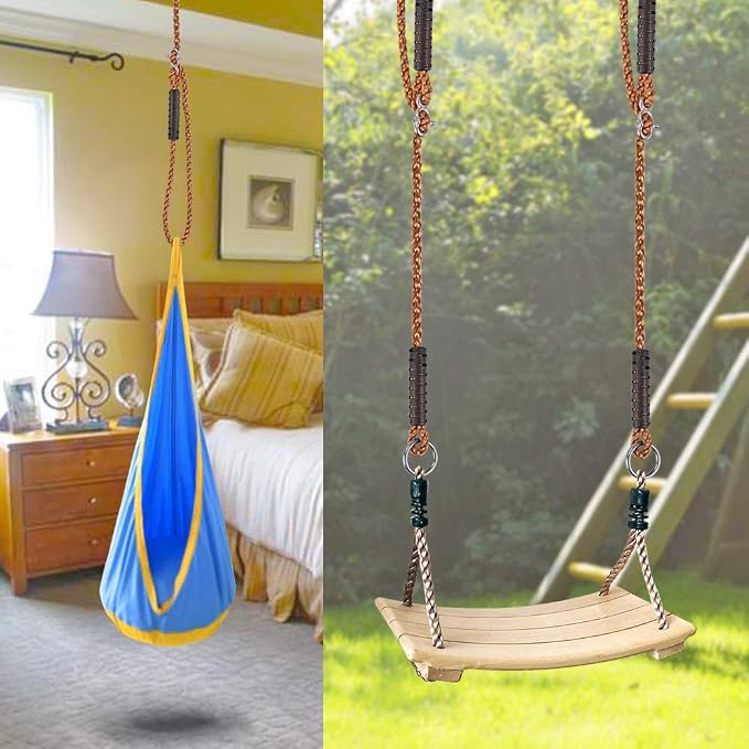 SELEWARE Tree Swing Rope Hammock Chair Strap Hanging Kit, Length Adjustable Nylon Rope Holds to 1000lbs, Perfect for Playground Set, Children Swing, Outdoor Hammock and Hanging Chair, 80 Inch