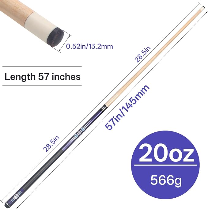 Kmise Pool Stick Set of - 58" Pool Cue Stick, Canadian Maple Professional Billiards Pool Cue, Pool Sticks for Adults, 18~21oz Multiple Colors