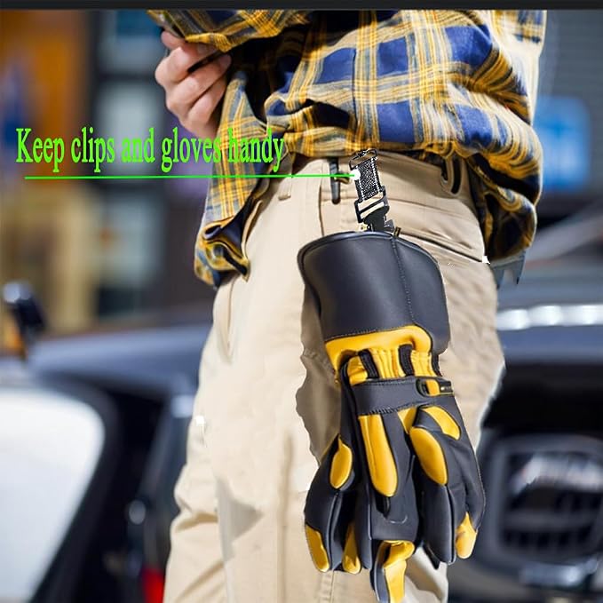 ZHIRONGFA Firefighter Glove Clip Multipurpose Webbing Industrial Glove Clamp/Keeps Gloves Organized & Handy/Golf, Yard Work Fireftihting Accessories/Safety Gear 5 /set 6 Inch (Black)