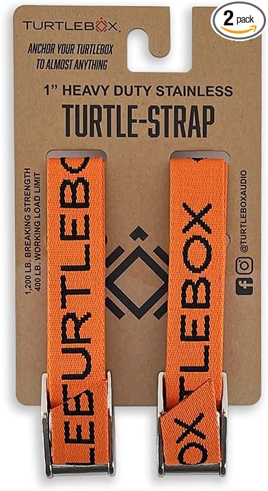 Turtlebox: Tie-Down Strap Kit - Includes 2 Straps - Strap Your Turtlebox Speaker on Your Ranger, Snowmobile, Kayak, Cooler, or Boat to Give You Peace of Mind - Set of 2, Each 41" Long (Blaze Orange)