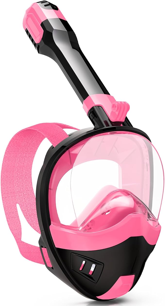 Full Face Snorkel Mask, Snorkeling Gear for Adults Kids with Latest Dry Top Breathing System and Detachable Camera Mount, with 180 Degree Panoramic View